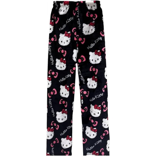 Hello Kitty Pajamas Pants Women's Girls Cartoon Cat Print Flannel ...