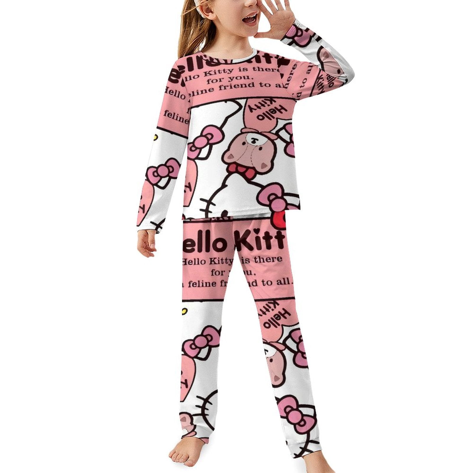Hello Kitty Pajamas Set for Gils Kids Cute PJ Sets Hello Kitty Merch ...