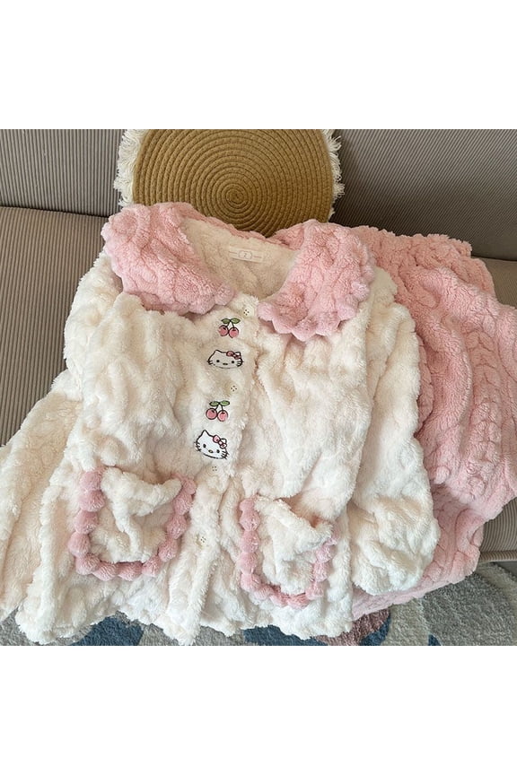 Hello Kitty Pajamas Thickened Long-sleeved Set Home Clothes New Year Birthday Xmas Holiday Gifts