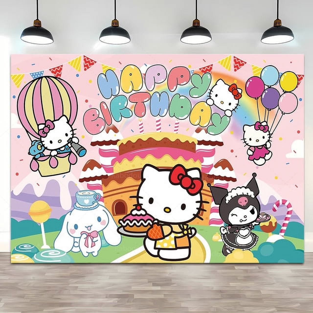 Hello Kitty Party Backdrop Cute Girl Birthday Background Photography ...