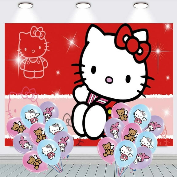Hello Kitty Party Decorations Balloons Taspestry Backdrop Banner Wall Decor Background Poster Decor Supplies