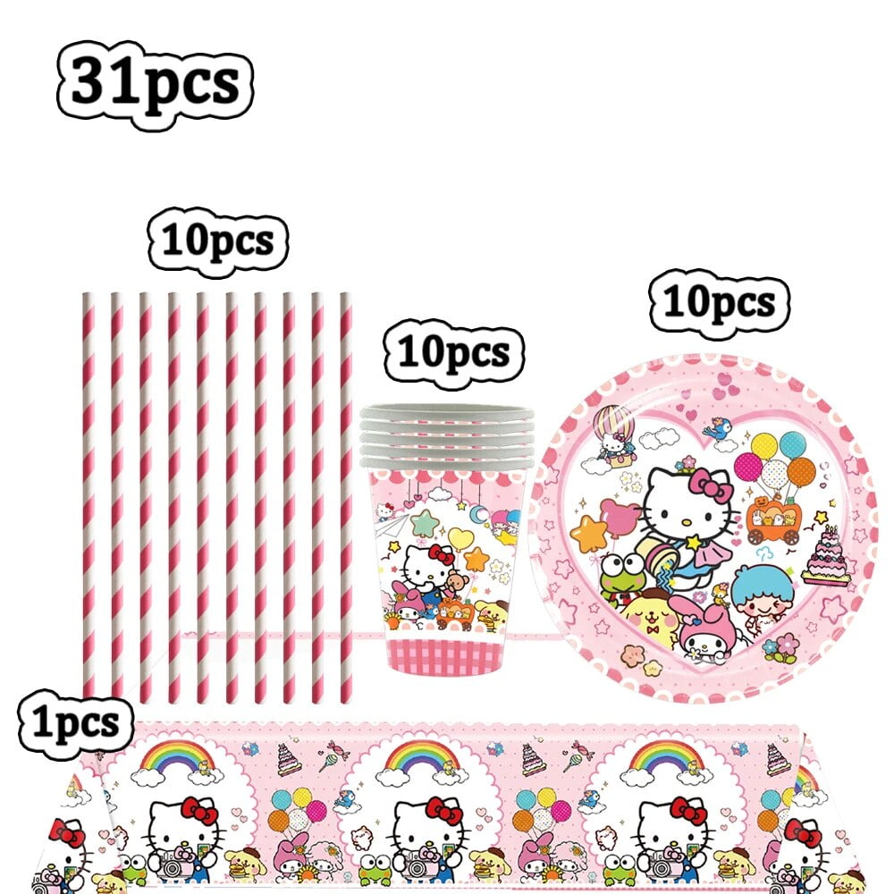 Hello Kitty Party Decorations Cups Plates New Years Family Party Pink ...