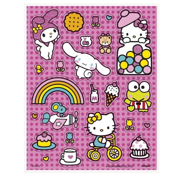Hello Kitty Party Favors 96 Glittered Stickers on 4 Sheets