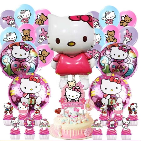 Hello Kitty Party Supplies Balloons Cake Topper Birthday Set Decorations Kit Fans