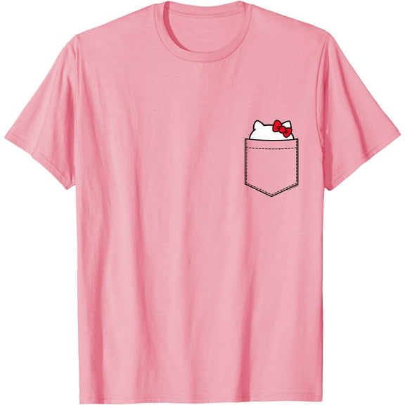 Hello Kitty Peeking (Graphic Pocket) DTG Print Unisex T-Shirt