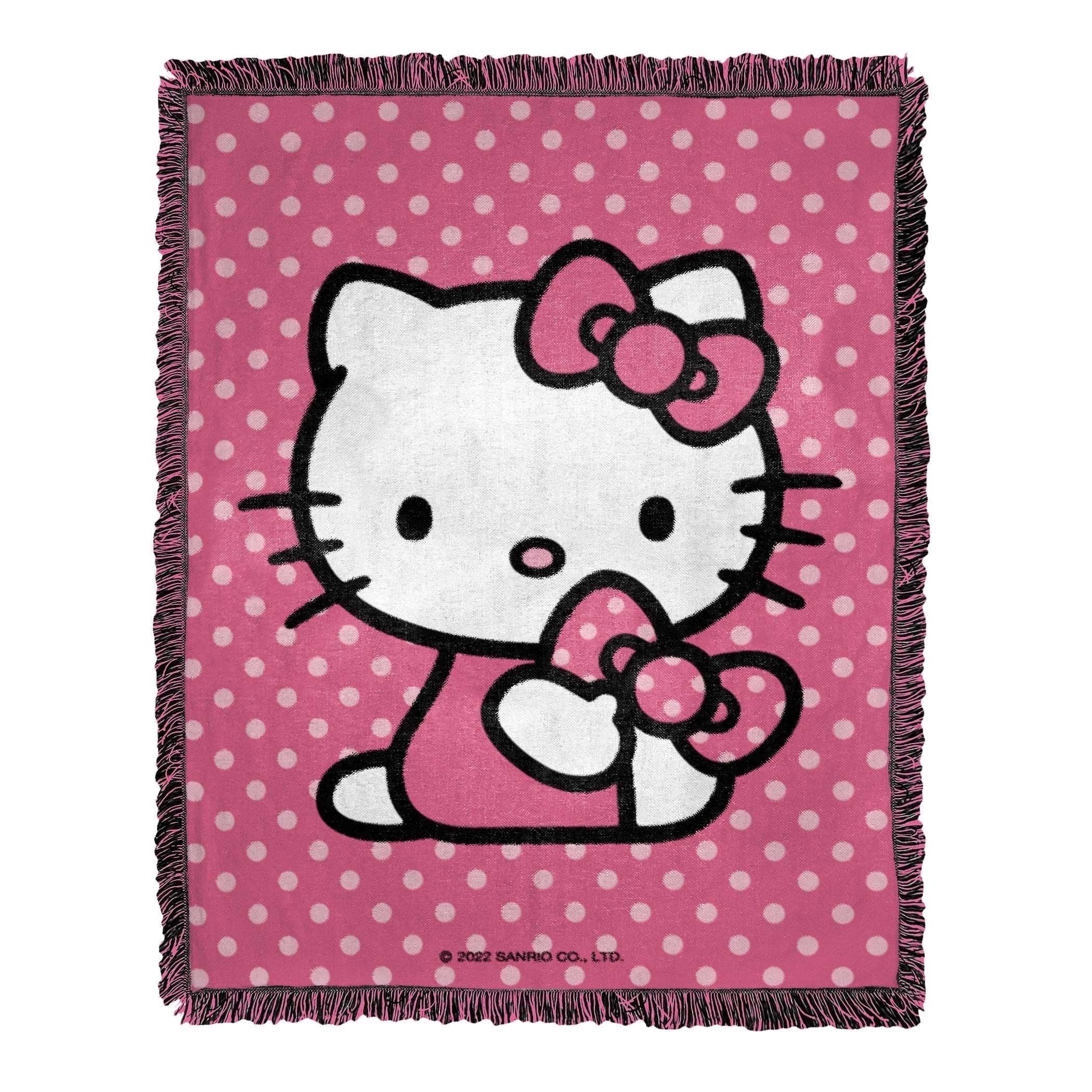 Hello Kitty Perfect Polka Dots Kids Jacquard Throw Blanket, 46 x 60 inches