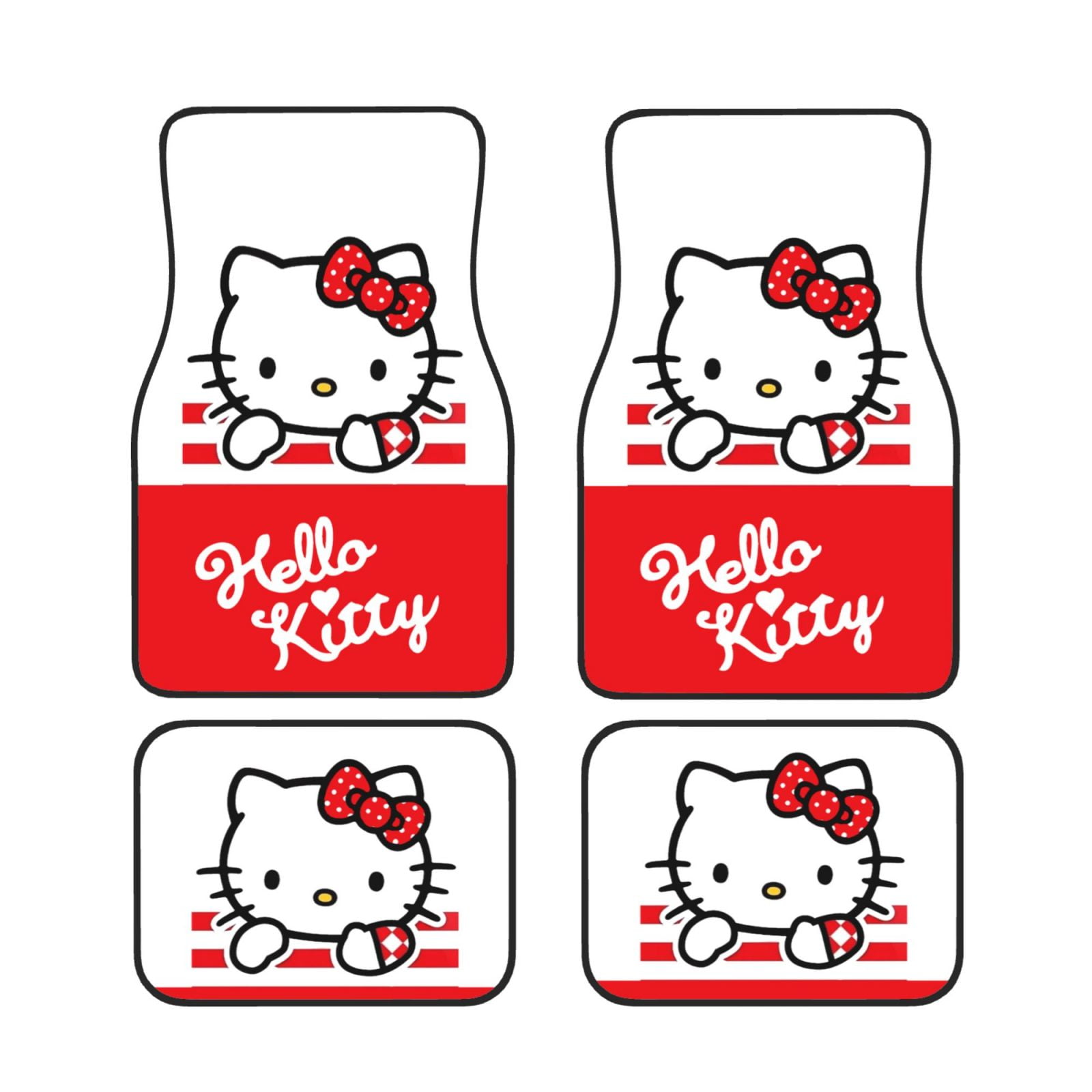 Hello Kitty Personalized Car Floor Mats Set of 4 Pieces Universal Cute Funny Floor Liner Car Accessories Automotive Decoration Floor Mats Style 2