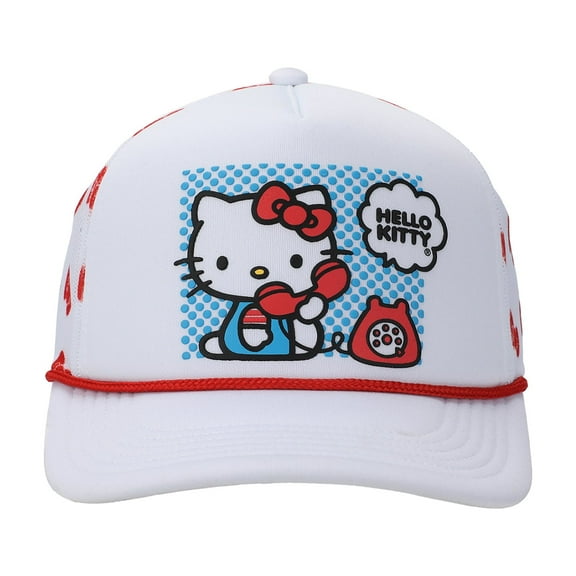 Hello Kitty Phone Call Adult White Trucker Hat