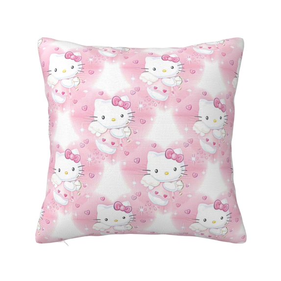 Hello Kitty Pillow Cover, Square Throw Pillow Cases For Couch Sofa Bed Living Room,Home Decorative, 16"X16"