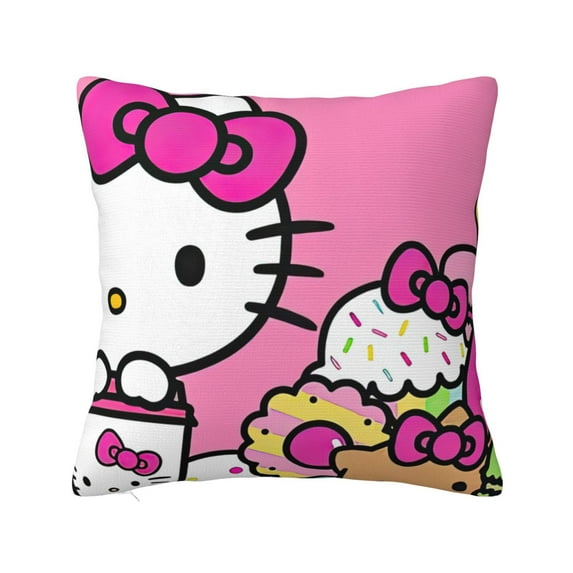 Hello Kitty Pillow Cover, Square Throw Pillow Cases For Couch Sofa Bed Living Room,Home Decorative, 16"X16"