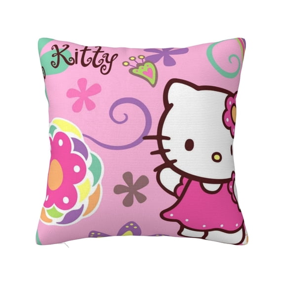 Hello Kitty Pillow Cover, Square Throw Pillow Cases For Couch Sofa Bed Living Room,Home Decorative, 16"X16"