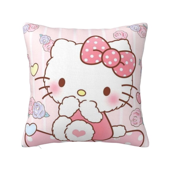 Hello Kitty Pillow Cover, Square Throw Pillow Cases For Couch Sofa Bed Living Room,Home Decorative, 18"X18"