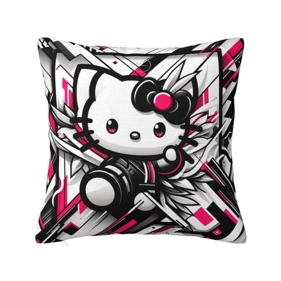 Hello Kitty Pillow Cover, Square Throw Pillow Cases For Couch Sofa Bed Living Room,Home Decorative, 20"X20"