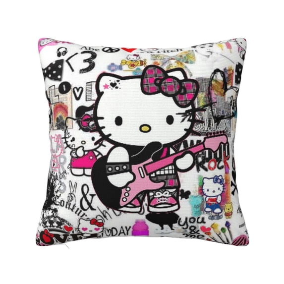 Hello Kitty Pillow Cover, Square Throw Pillow Cases For Couch Sofa Bed Living Room,Home Decorative, 20"X20"