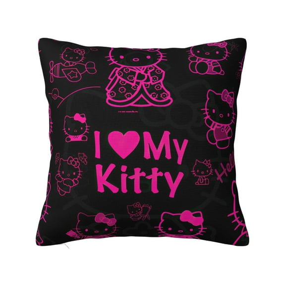 Hello Kitty Pillow Cover, Square Throw Pillow Cases For Couch Sofa Bed Living Room,Home Decorative, 22"X22"