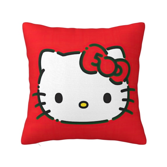 Hello Kitty Pillow Cover, Square Throw Pillow Cases For Couch Sofa Bed Living Room,Home Decorative, 22"X22"