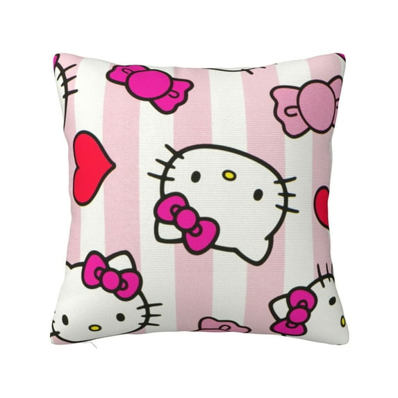 Hello Kitty Pillow Cover, Square Throw Pillow Cases For Couch Sofa Bed Living Room,Home Decorative, 24"X24"