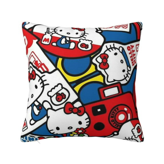 Hello Kitty Pillow Cover, Square Throw Pillow Cases For Couch Sofa Bed Living Room,Home Decorative, 24"X24"