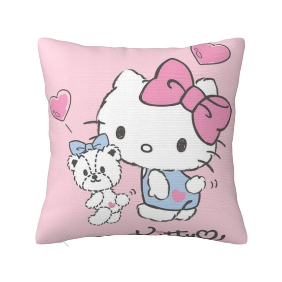Hello Kitty Pillow Cover, Square Throw Pillow Cases For Couch Sofa Bed Living Room,Home Decorative, 24"X24"