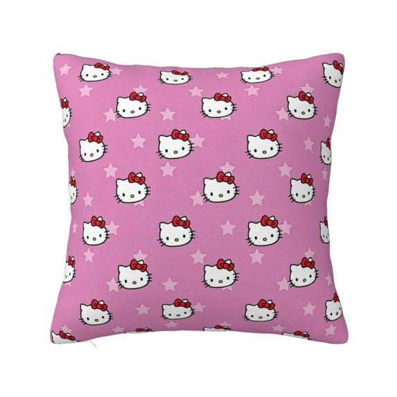 Hello Kitty Pillow Cover, Square Throw Pillow Cases For Couch Sofa Bed Living Room,Home Decorative, 24"X24"
