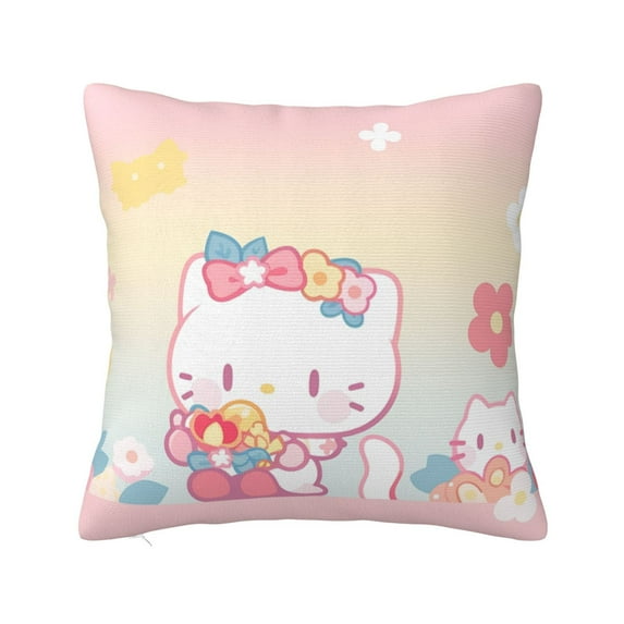 Hello Kitty Pillow Cover, Square Throw Pillow Cases For Couch Sofa Bed Living Room,Home Decorative, 26"X26"