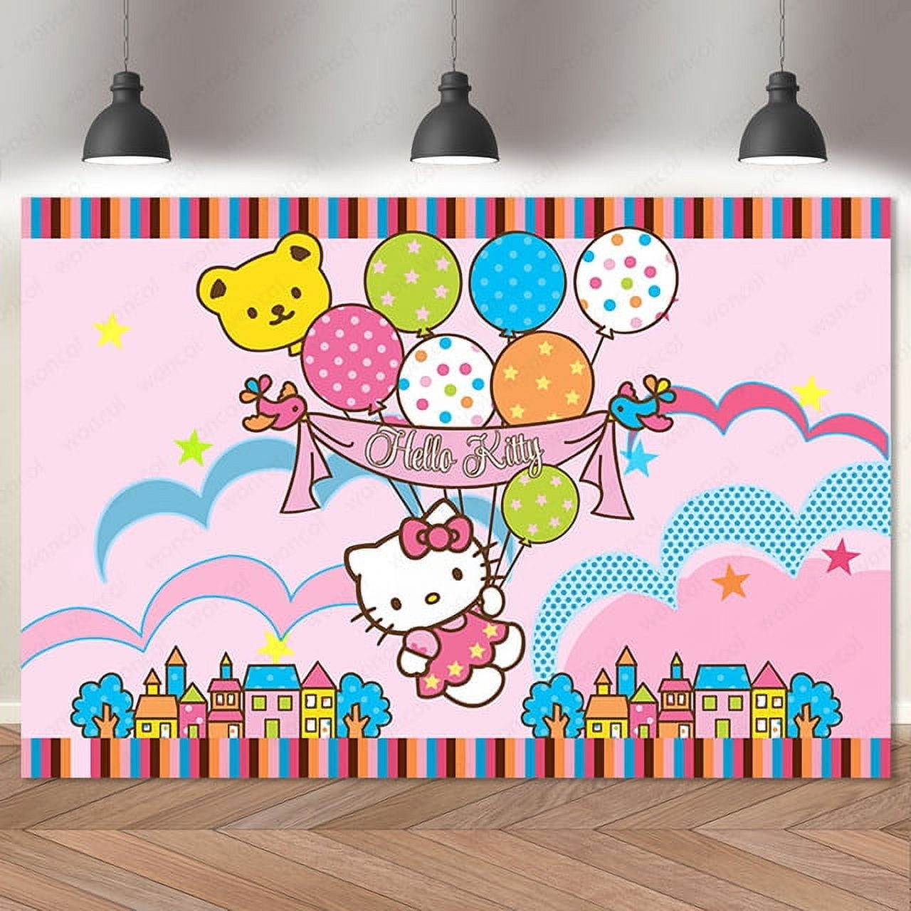 Hello Kitty Pink Backdrop Cover Girl Birthday Party Decoration Vinyl ...