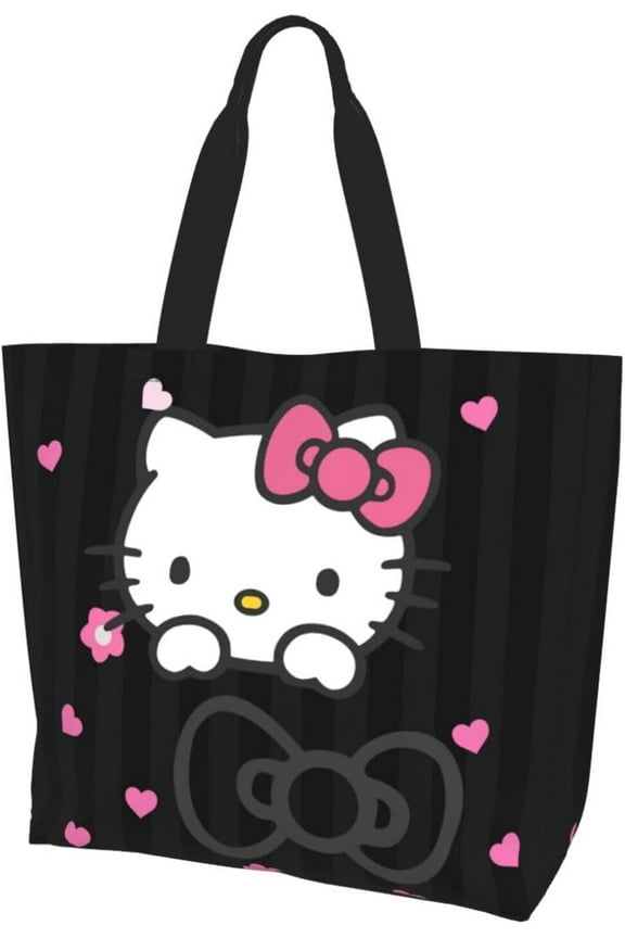 Cute Kitty Pink Cat Tote Bag for Women Cute Shoulder Bags Large Grocery Handbag Crossbody Bag for Work Travel Shopping