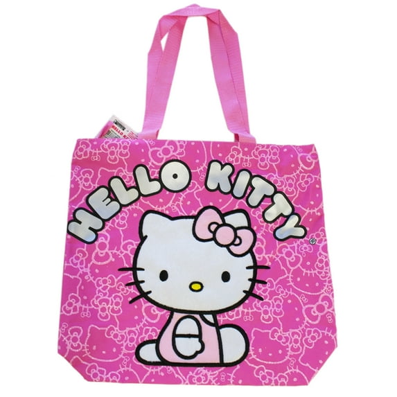 Hello Kitty Pink Colored Face Pattern Tote Bag