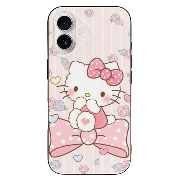 Hello Kitty Pink Compatible with iPhone 16 Case Full Covered Soft Slim Rugged TPU Phone Case Shockproof Non-Slip Anti-Fingerprint Basic Cases Protection