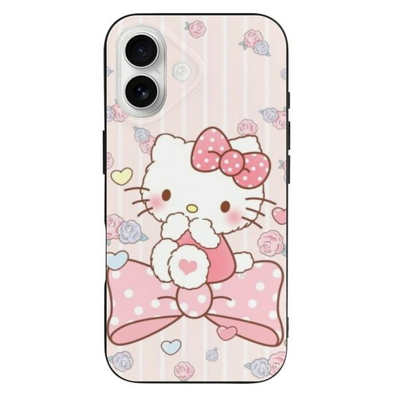 Hello Kitty Pink Compatible with iPhone 16 Case Full Covered Soft Slim Rugged TPU Phone Case Shockproof Non-Slip Anti-Fingerprint Basic Cases Protection