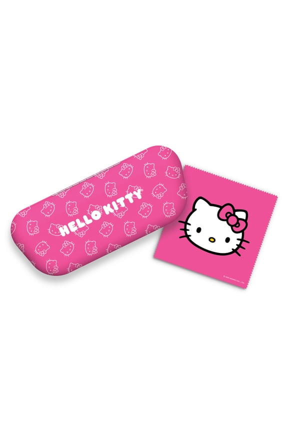 Pink Eyeglass Case with Soft Fabric Exterior & Cleaning Cloth, Protective Hard Shell