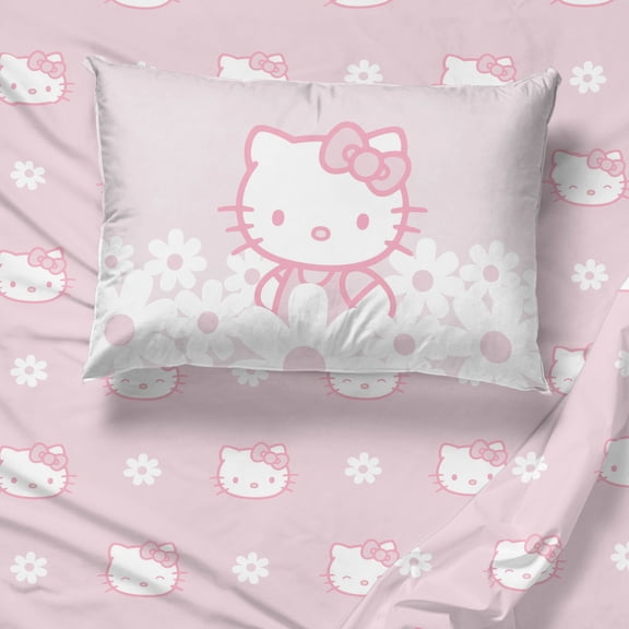 Hello Kitty Pink Flower Patch 3 Piece Twin Size Sheet Set
