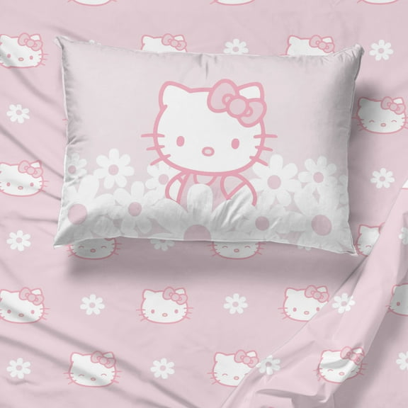 Hello Kitty Pink Flower Patch 4 Piece Full Size Sheet Set