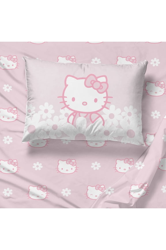 Hello Kitty Pink Flower Patch 4 Piece Full Size Sheet Set