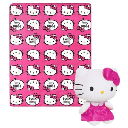 Hello Kitty Pink Kitty Pride Kids Silk Touch Throw Blanket with Plush Hugger