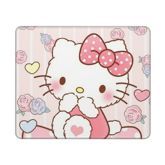 Hello Kitty Pink Mouse Pad,Extended Contour Mouse Mat for Home and Office,Gaming Mousepad Laptop Keyboard Mat with Non-Slip Rubber Base,Stitched Edges (10x12inch )
