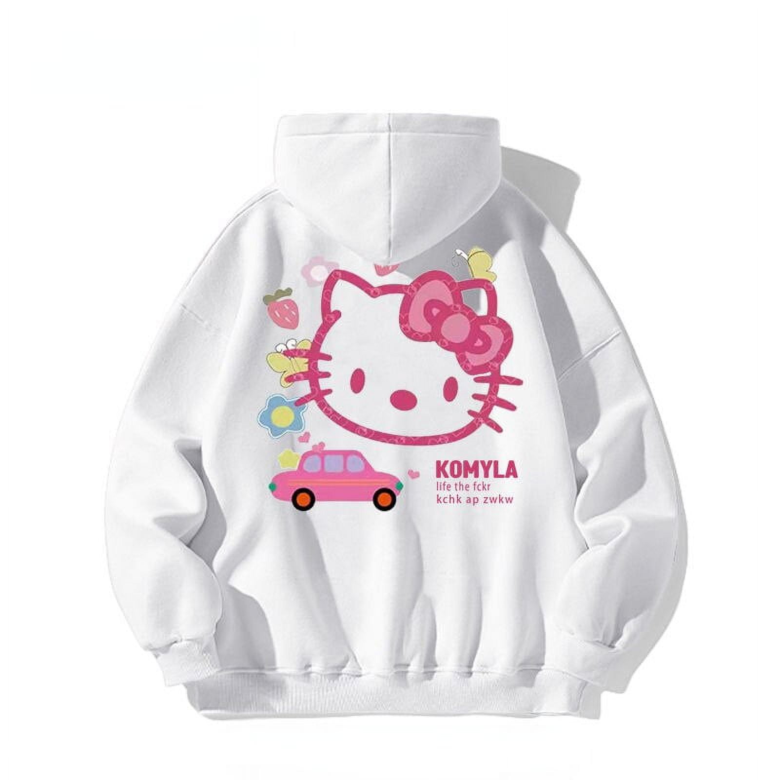 Women's Hello Kitty Patches Screen Printing Zip Hoodie - China Pullover and  Hoodie price