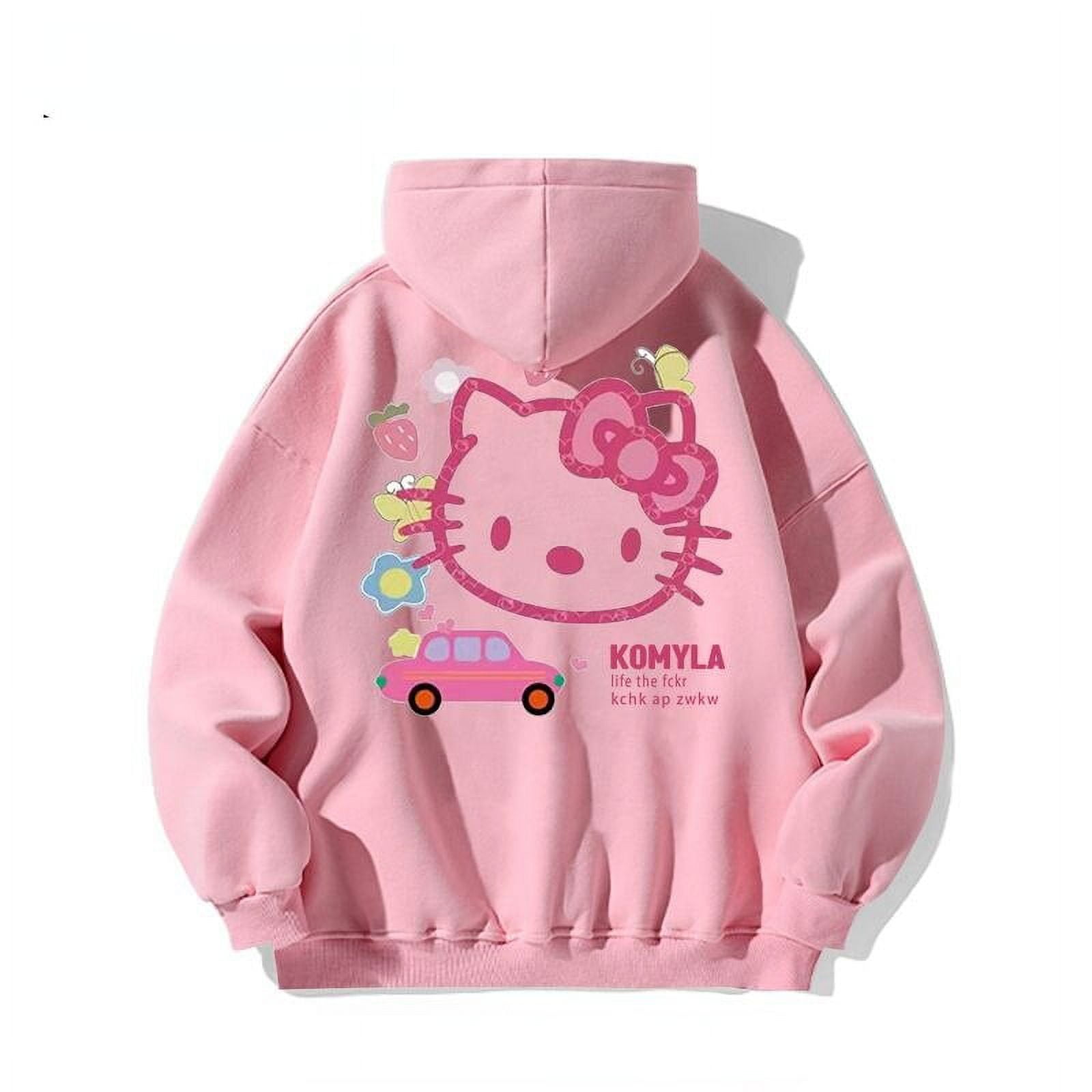 Hello Kitty Pink Oversized Hoodie For Women Kawaii Korean Fashion Print Sweatshirt  Sanrio Girl Y2k Streetwear Pullovers Clothes - Walmart.com