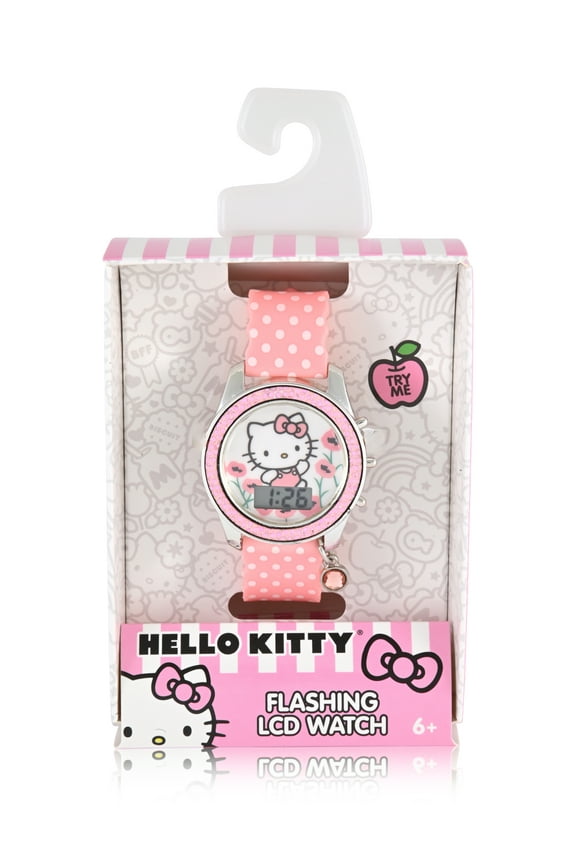 Hello Kitty Female Child Light Pink LCD Watch with Charm, HK4240WM