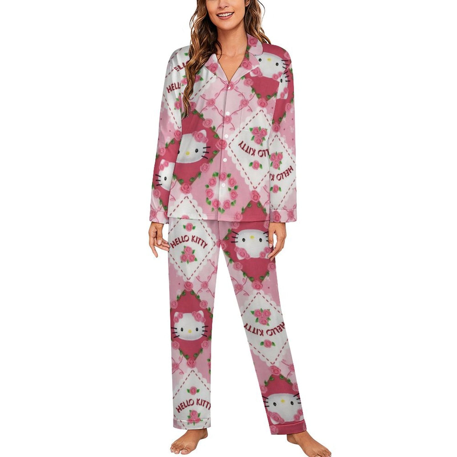 Hello Kitty Printed Design Pajama Suit For Baby Girl Pink Color #EU64