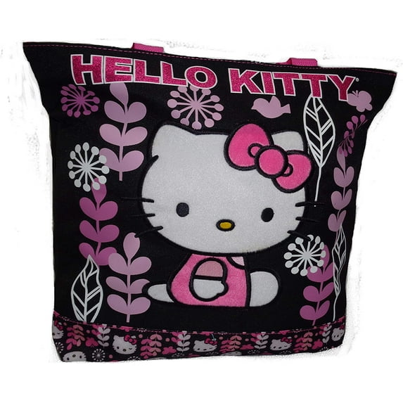 Tote Bag - Hello Kitty - Black Flowers
