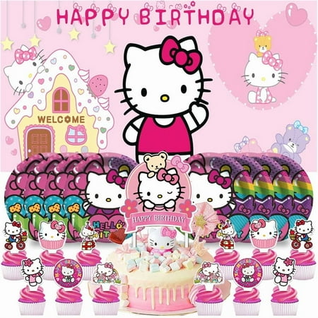 Hello Kitty Plates Birthday Party Supplies Decor Decorations Background Backdrop Banner