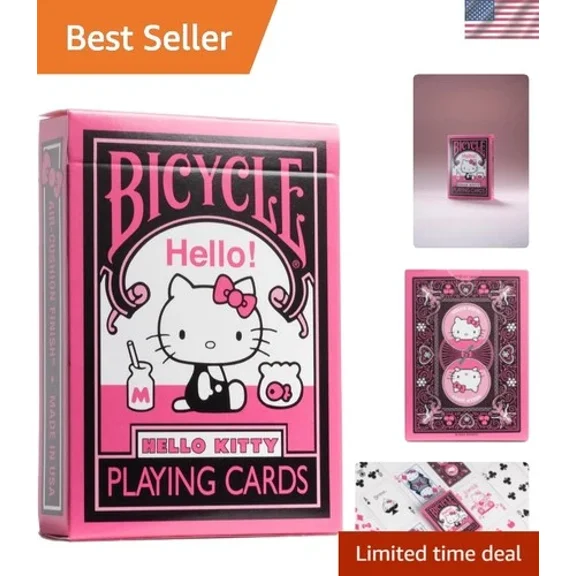 Hello Kitty Playing Cards, Black & Pink, 1 Deck