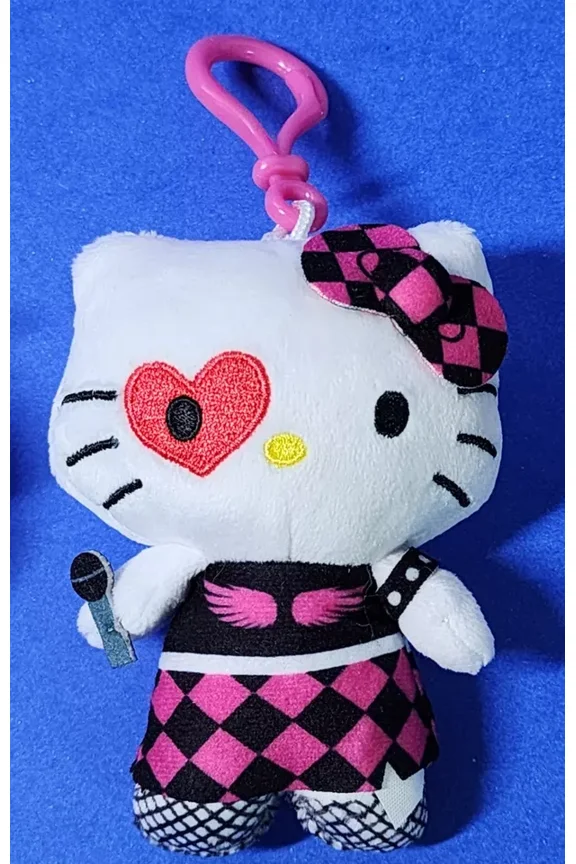 Plush Danglers Adventure Kitty Series Rock Star Clip-on Keychain