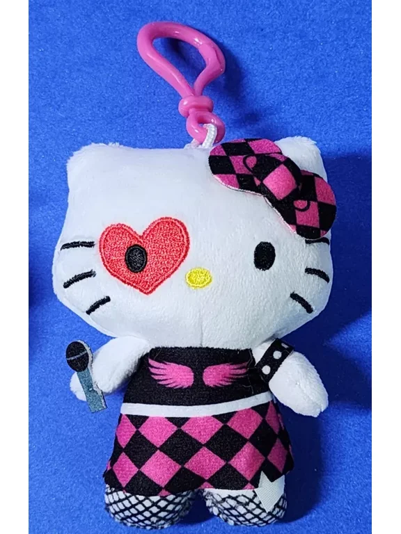 Plush Danglers Adventure Kitty Series Rock Star Clip-on Keychain