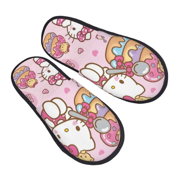 Hello Kitty Plush House Shoes Warm Fluffy Slippers Furry Lightweight Indoor Slippers For Home, Hotel, Office, Travel Medium