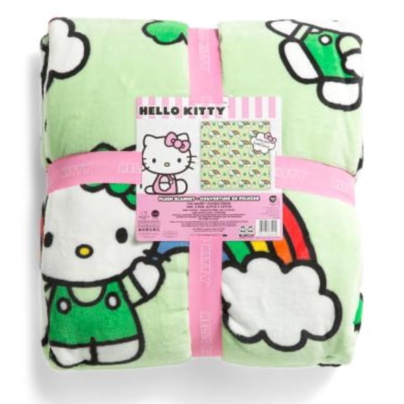 Hello Kitty Plush Lucky Rainbow Blanket 90"X90"