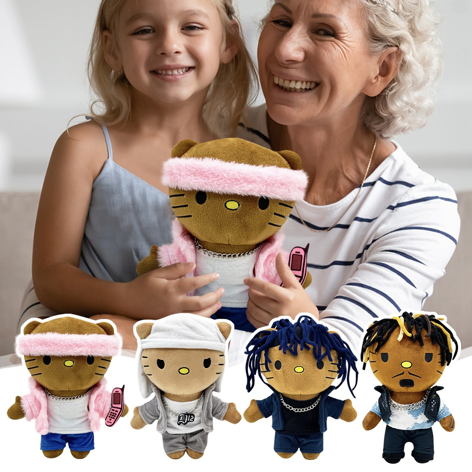 Hello Kitty Plush Toy, Hello Kitty & Travis Scott Doll, Hello Kitty in Singer Suit, 50th