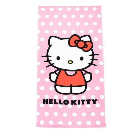 Hello Kitty Polka Dots 27"x54" Kids Microfiber Beach Towel