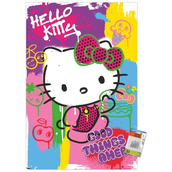 Hello Kitty - Pop Art Wall Poster with Push Pins, 22.375" x 34"